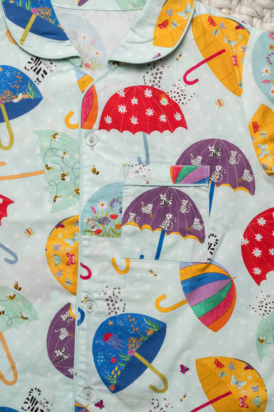 Quirky Umbrellas Organic Cotton Nightsuit - Mint Green
