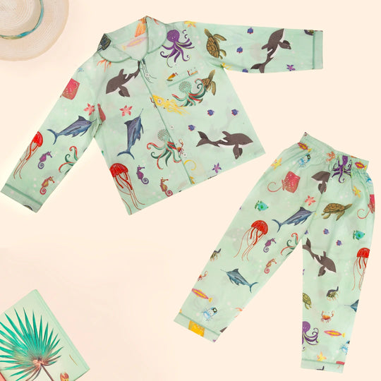 Aquatic Summersaults Organic Cotton Nightsuit - Boys