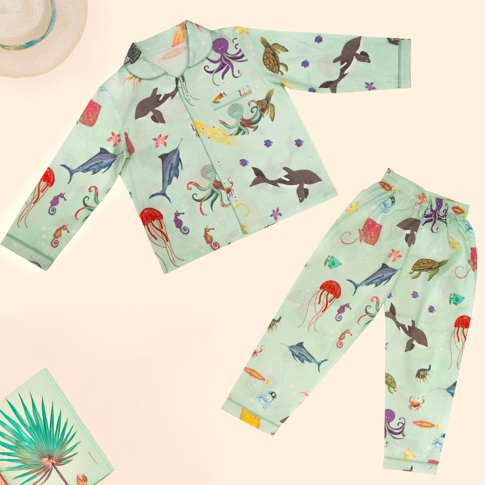 Aquatic Summersaults Organic Cotton Nightsuit - Boys