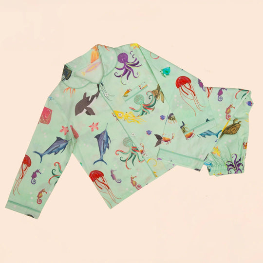Aquatic Summersaults Organic Cotton Nightsuit - Boys