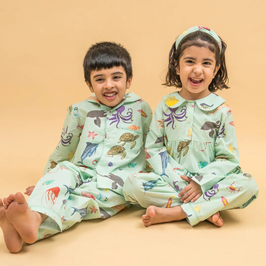 Aquatic Summersaults Organic Cotton Nightsuit - Boys