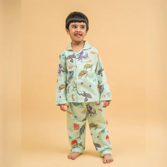 Aquatic Summersaults Organic Cotton Nightsuit - Boys