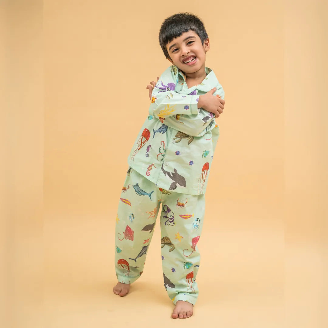 Aquatic Summersaults Organic Cotton Nightsuit - Boys