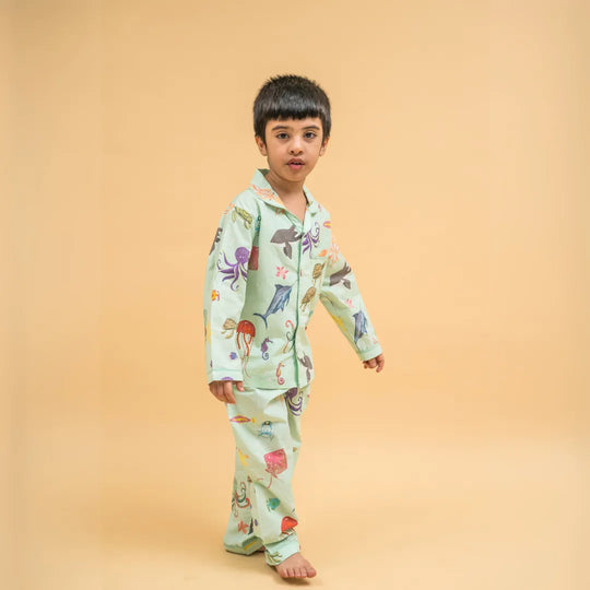 Aquatic Summersaults Organic Cotton Nightsuit - Boys