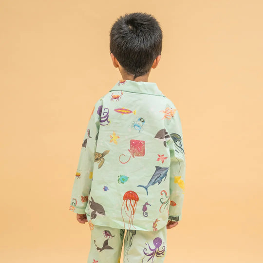 Aquatic Summersaults Organic Cotton Nightsuit - Boys