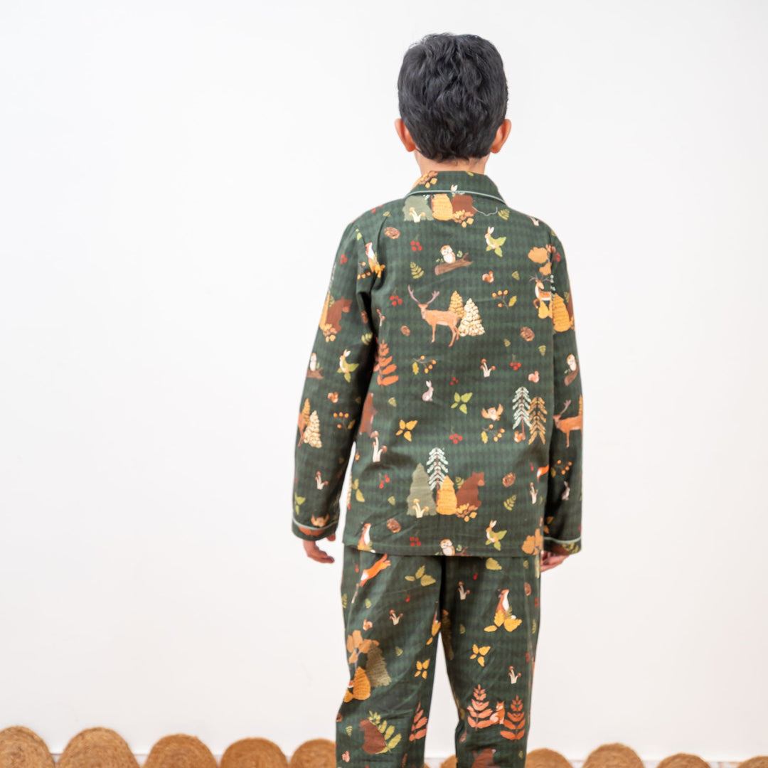 Woodland Wonderland Winter Cotton Nightsuit- Boys