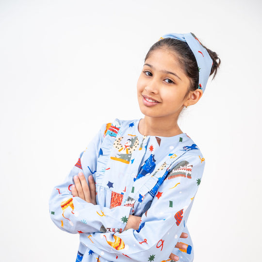 Knits & Giggles Winter Cotton Nightsuit Girls