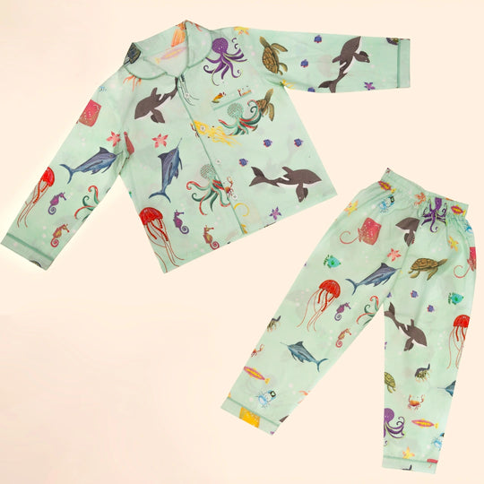 Aquatic Summersaults Organic Cotton Nightsuit - Boys