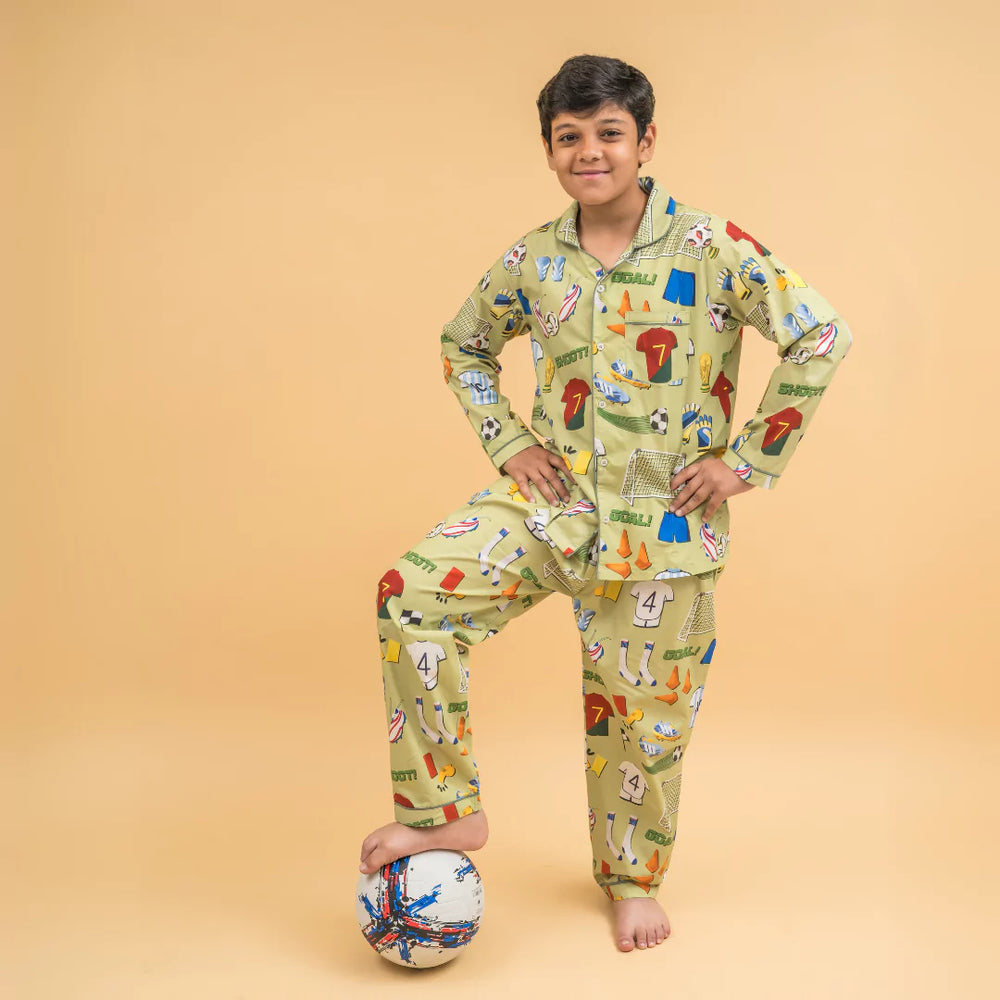 Football Fever Organic Cotton Nightsuit - Boys
