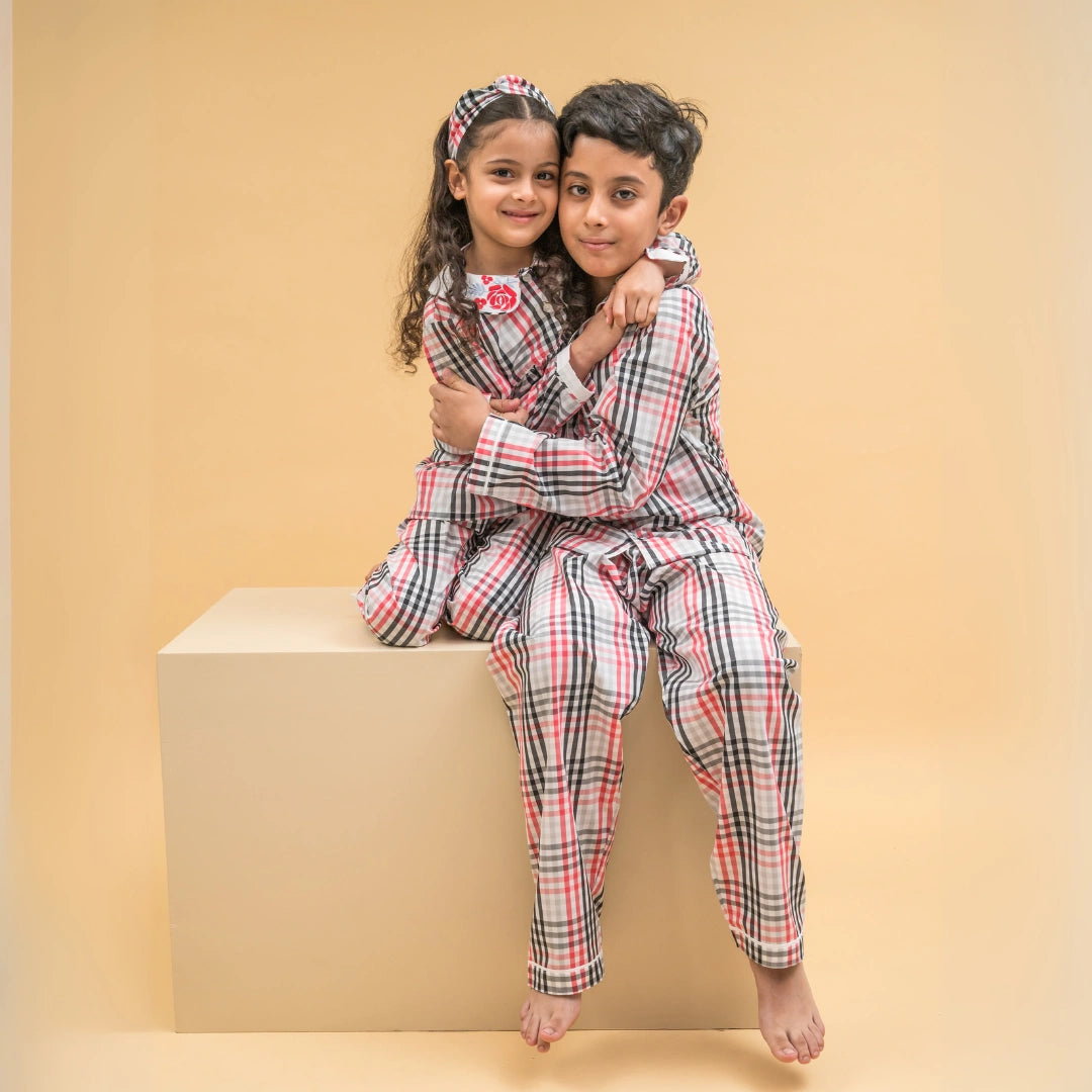 Checks & Chuckles Organic Cotton Nightsuit - Girls