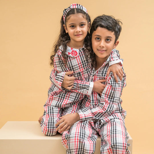 Checks & Chuckles Organic Cotton Nightsuit - Boys