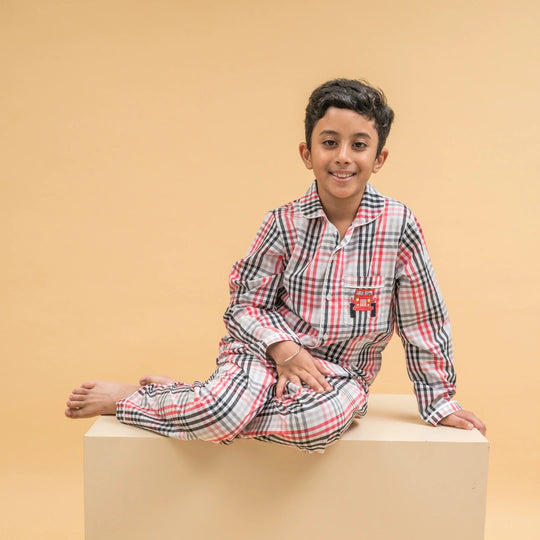 Checks & Chuckles Organic Cotton Nightsuit - Boys