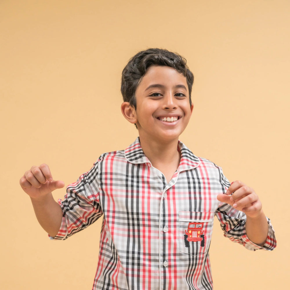 Checks & Chuckles Organic Cotton Nightsuit - Boys