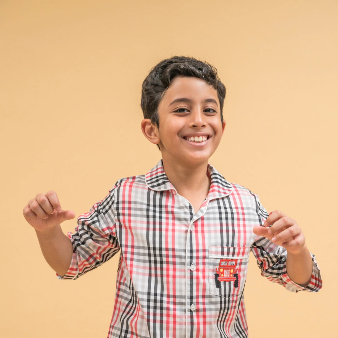 Checks & Chuckles Organic Cotton Nightsuit - Boys