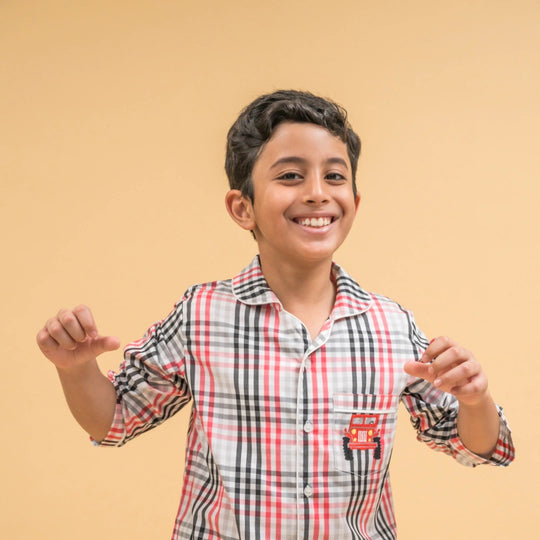 Checks & Chuckles Organic Cotton Nightsuit - Boys