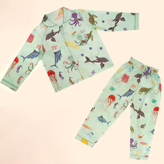 Aquatic Summersaults Organic Cotton Nightsuit - Boys