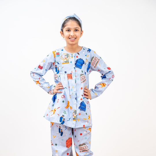 Knits & Giggles Winter Cotton Nightsuit Girls