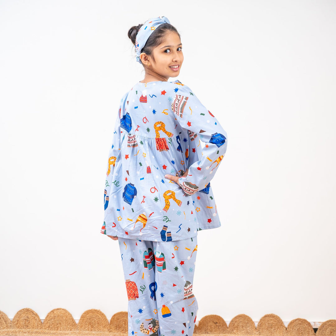 Knits & Giggles Winter Cotton Nightsuit Girls