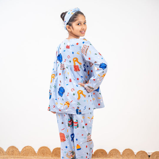 Knits & Giggles Winter Cotton Nightsuit Girls
