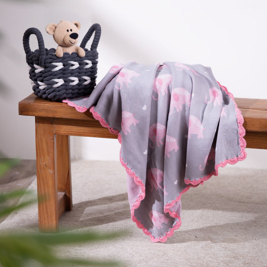 Baby Elephants Organic Cotton Blanket