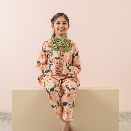 Meadow Florals Organic Muslin Nightsuit