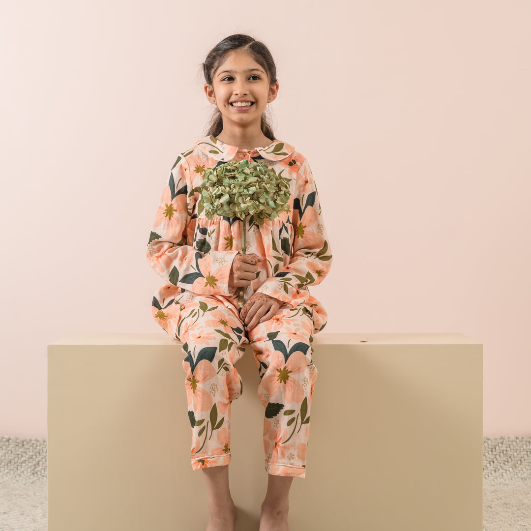 Meadow Florals Organic Muslin Nightsuit