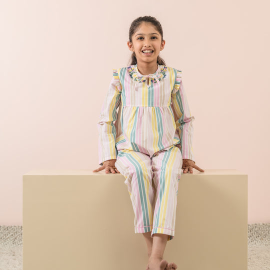 Stripey Fun Cotton Nightsuit