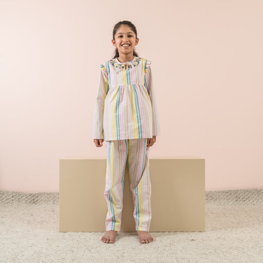 Stripey Fun Cotton Nightsuit