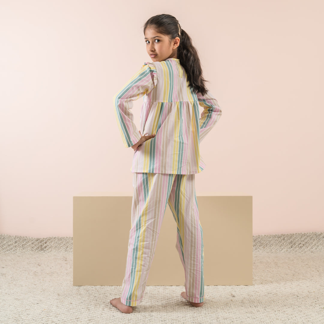 Stripey Fun Cotton Nightsuit