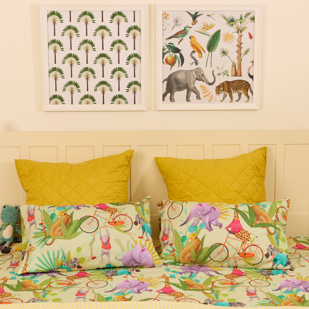 Jungle Circus Green Organic Cotton Bedsheet Set