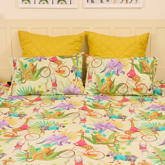 Jungle Circus Green Organic Cotton Bedsheet Set