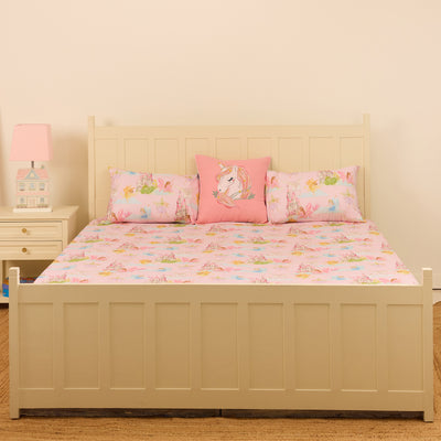 FairyLand Pink Organic Cotton Bedsheet Set