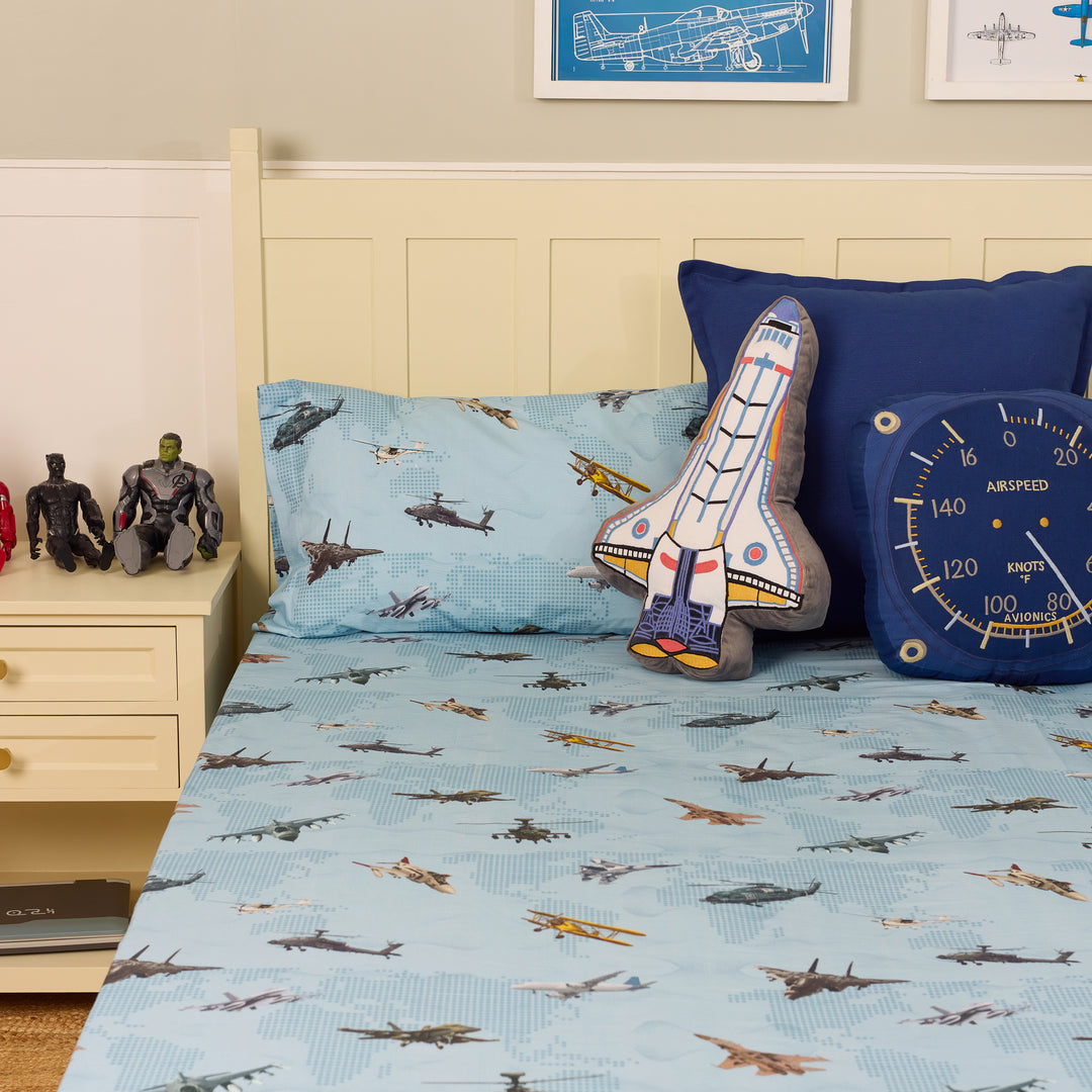 Sky Dreams Airplane Adventure Organic Cotton Bedsheet Set