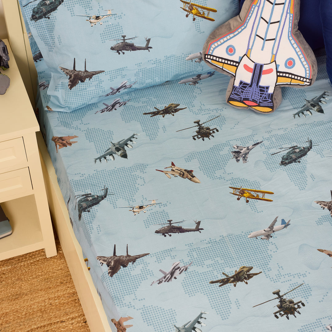 Sky Dreams Airplane Adventure Organic Cotton Bedsheet Set