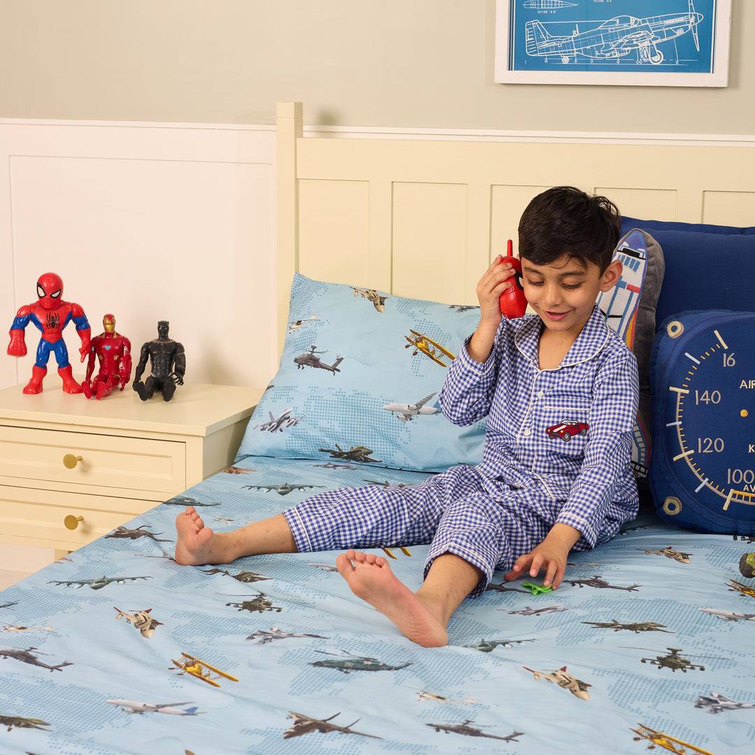 Sky Dreams Airplane Adventure Organic Cotton Bedsheet Set