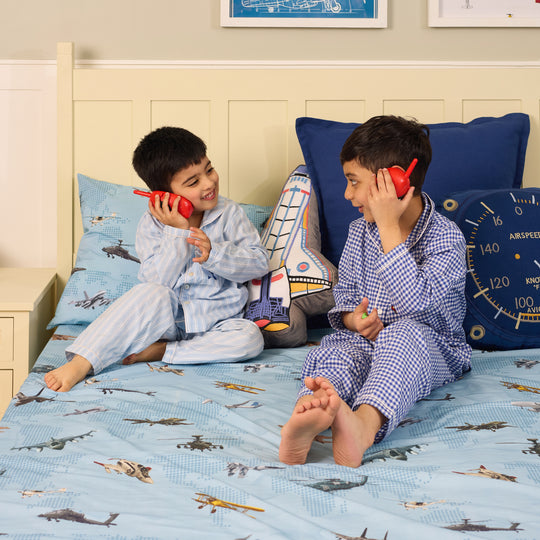 Sky Dreams Airplane Adventure Organic Cotton Bedsheet Set
