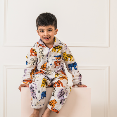 Eye of the Tiger- Multiolour Organic Cotton Nightsuit