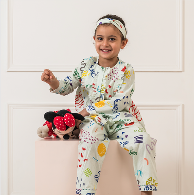 Cool Abstract Organic Cotton Nightsuit - Girls