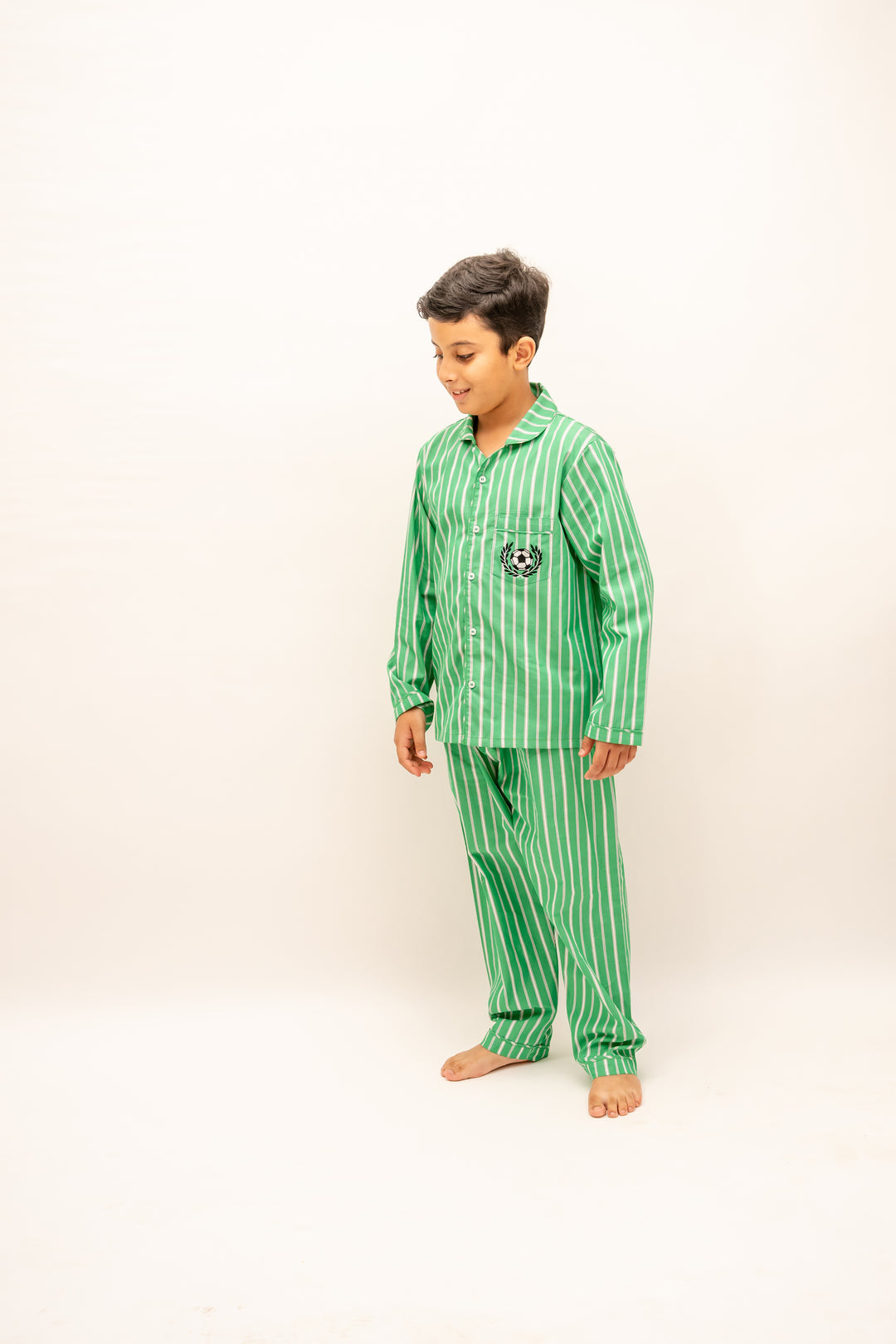 Emerald Stripes Organic Cotton Nightusit - Boys