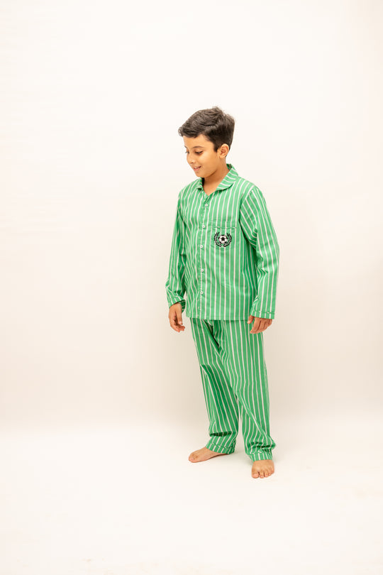 Emerald Stripes Organic Cotton Nightusit - Boys