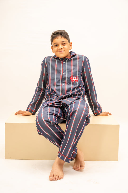 Crimson Stripes Cotton Nightusit - Boys