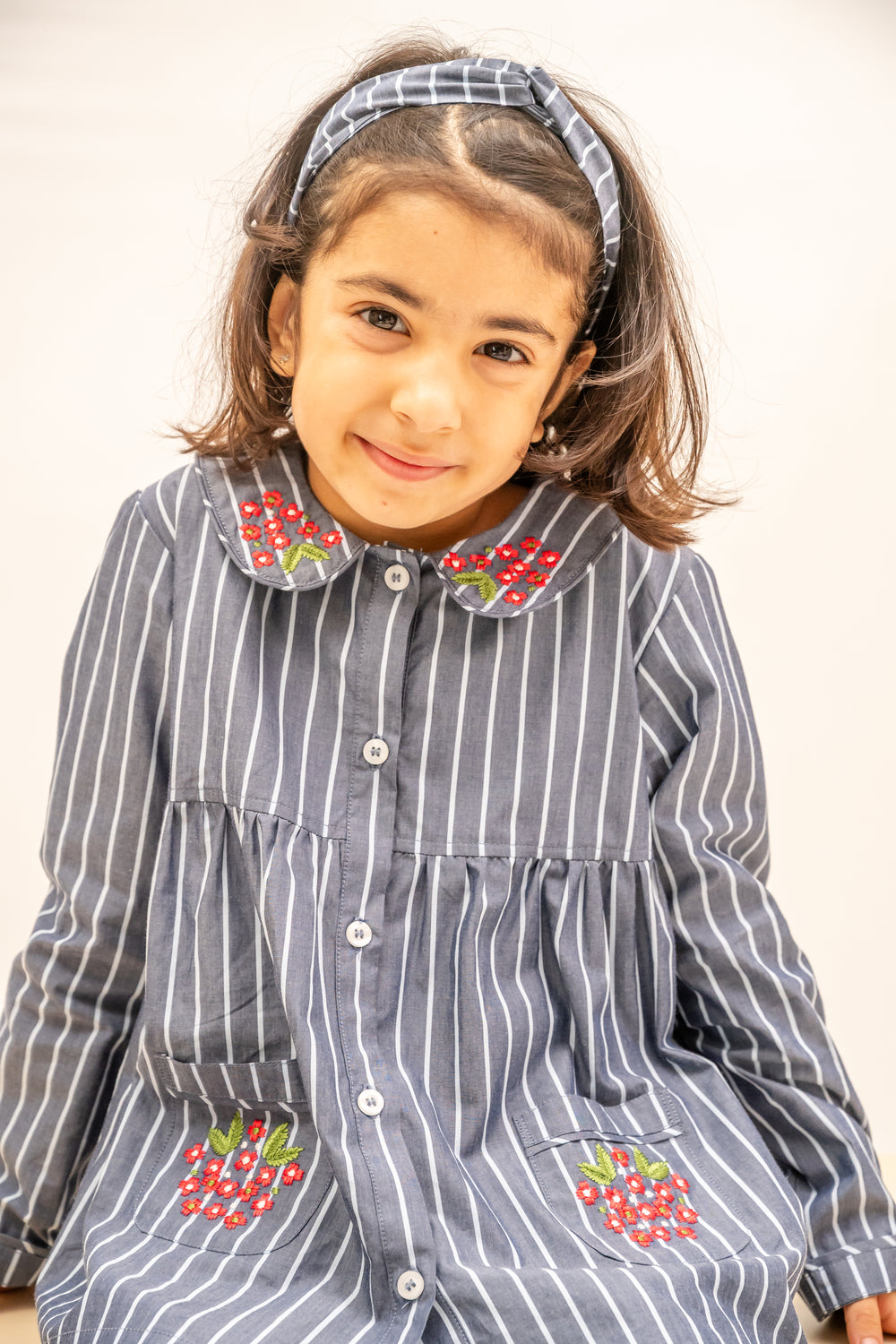 Bluebell Stripes Cotton Nightsuit - Girls