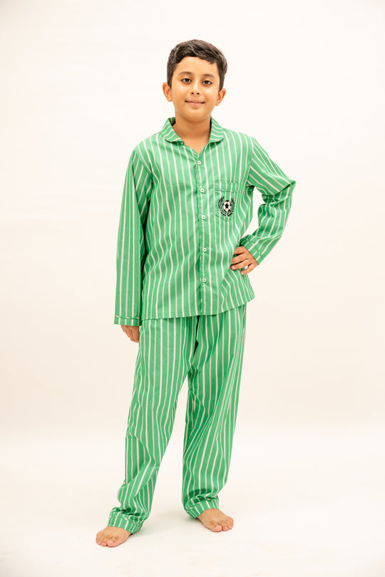 Emerald Stripes Organic Cotton Nightusit - Boys