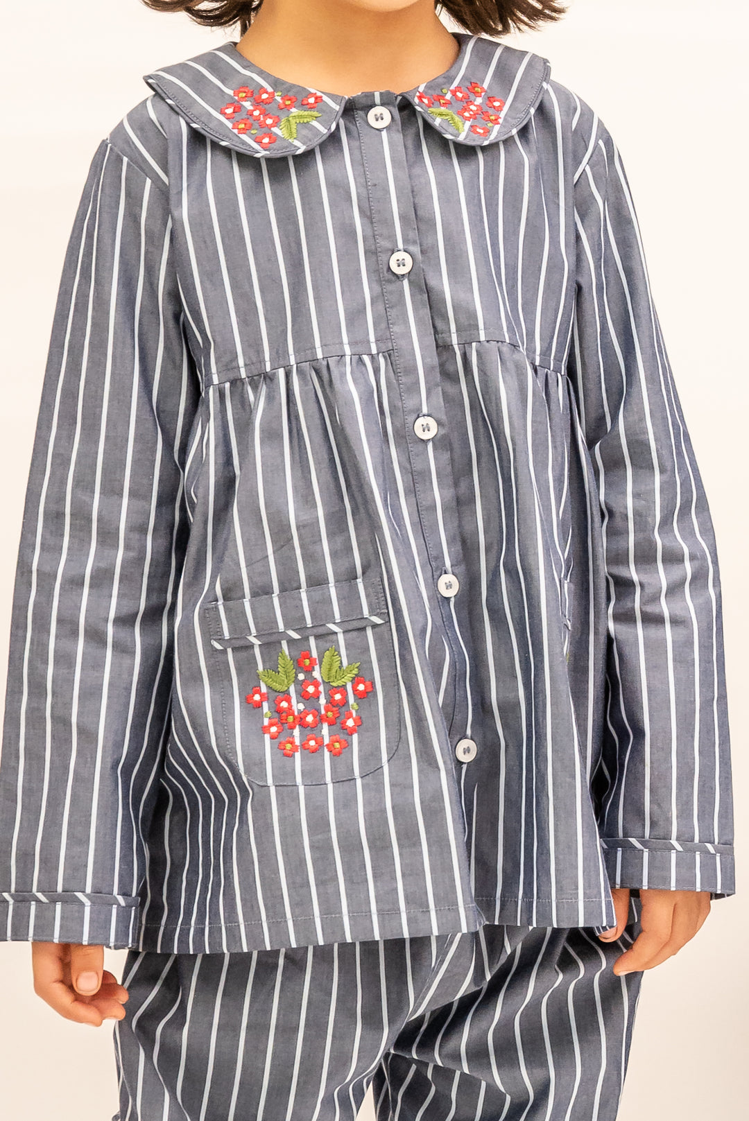 Bluebell Stripes Cotton Nightsuit - Girls