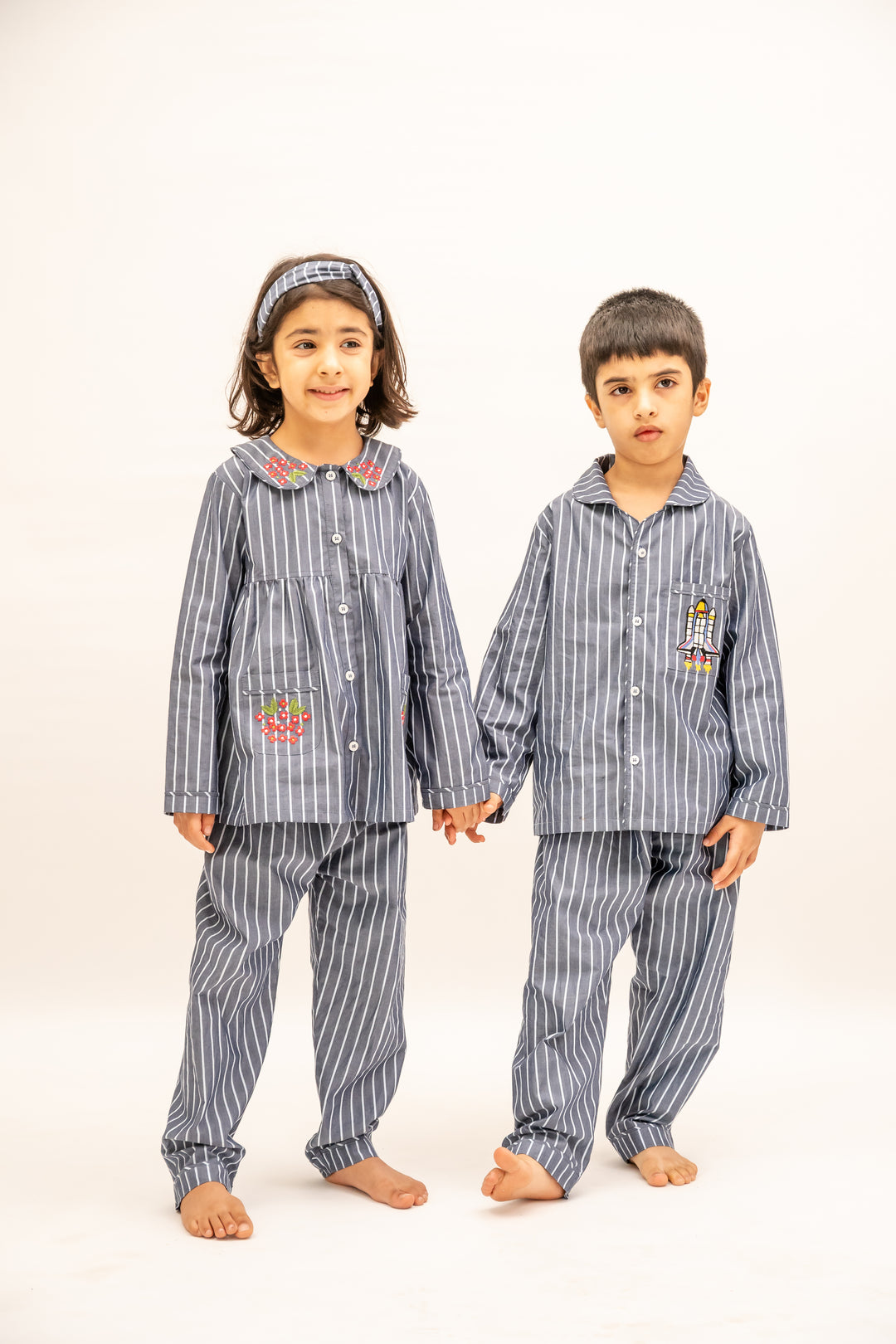 Bluebell Stripes Cotton Nightsuit - Girls