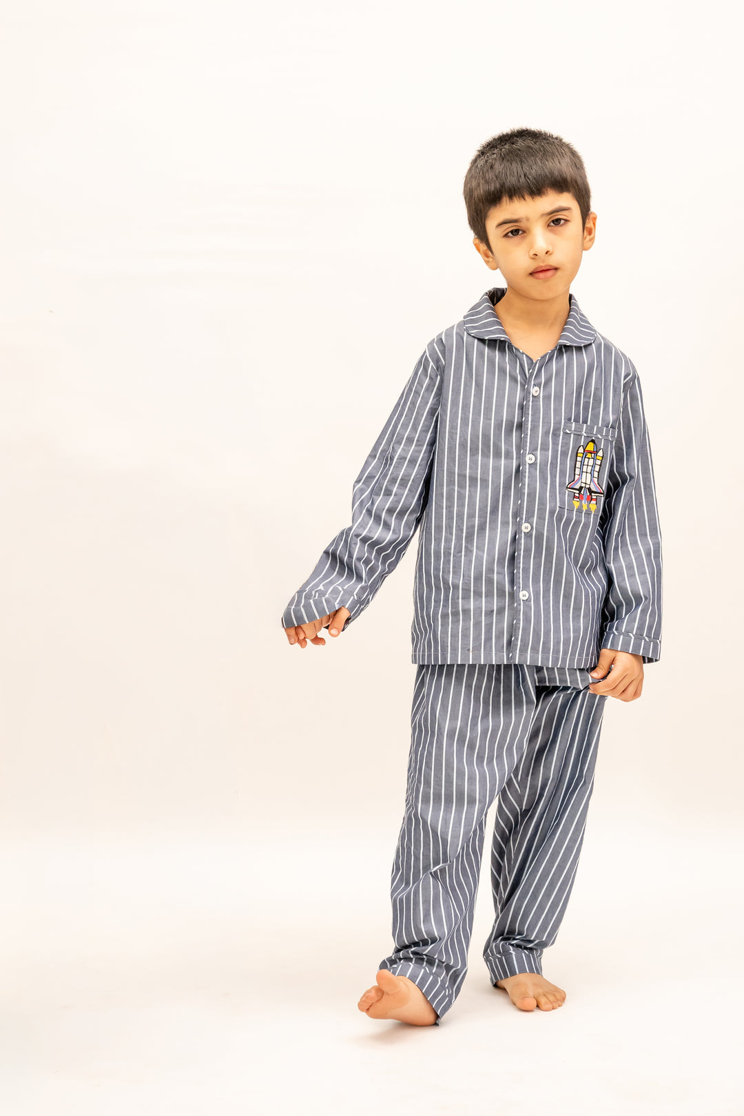 Bluebell Stripes Cotton Nightsuit - Boys