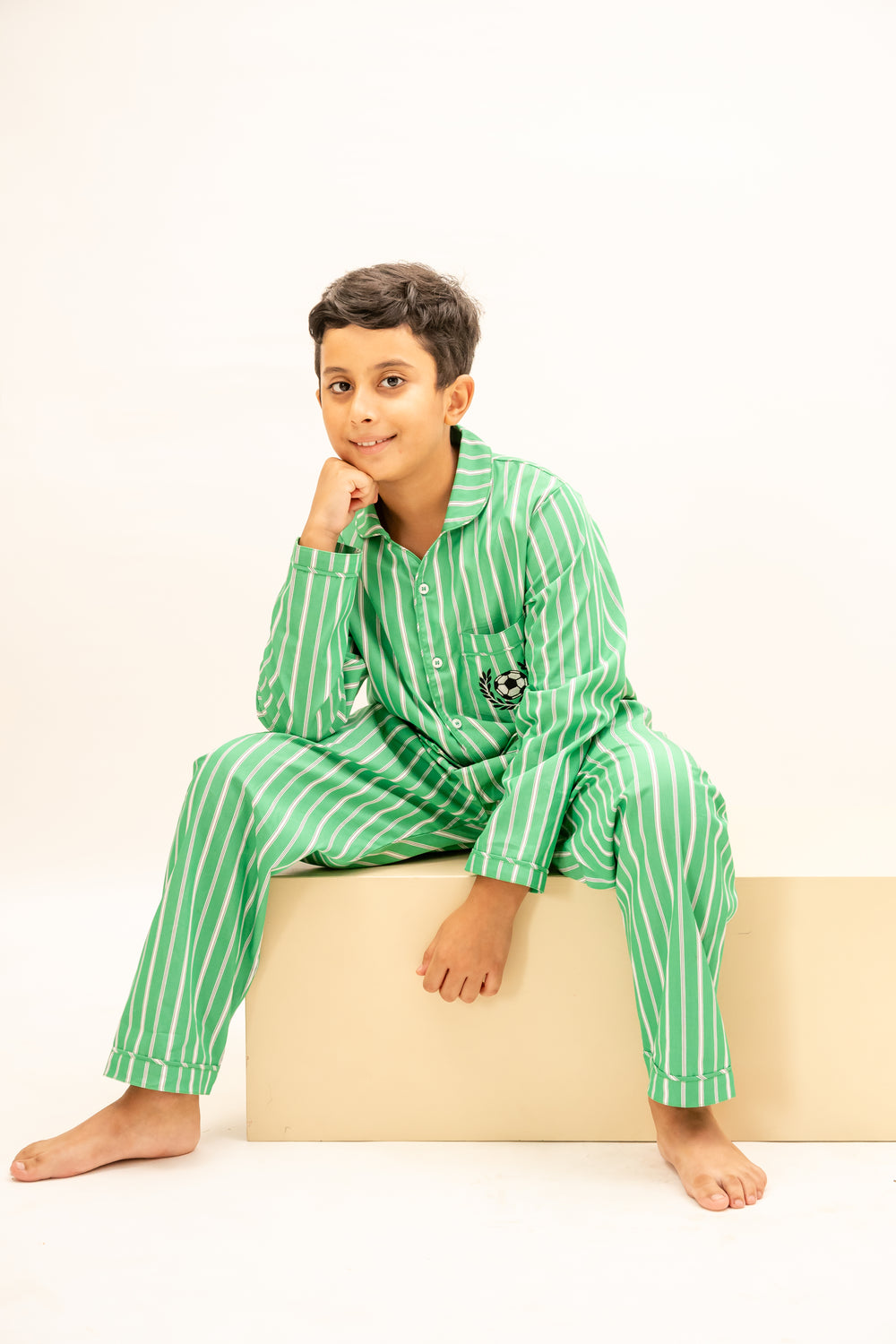 Emerald Stripes Organic Cotton Nightusit - Boys