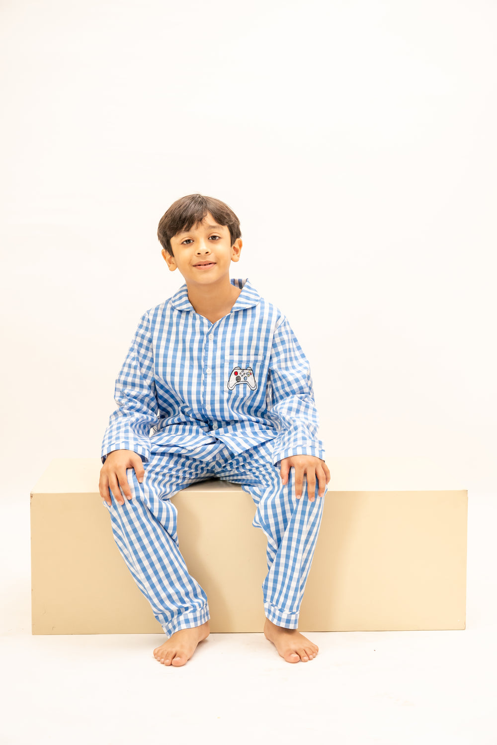 Summer Sky Checks Nightsuit - Boys