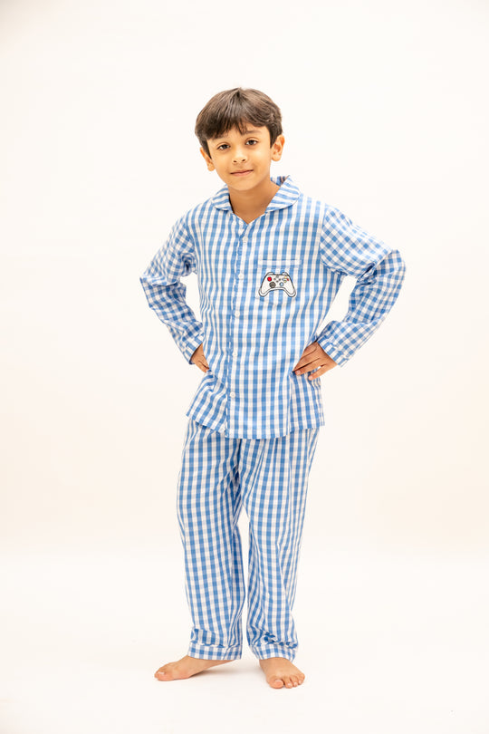 Summer Sky Checks Nightsuit - Boys