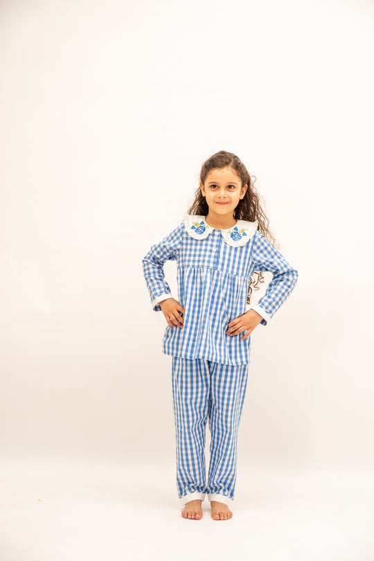 Summer Sky Checks Nightsuit - Girls
